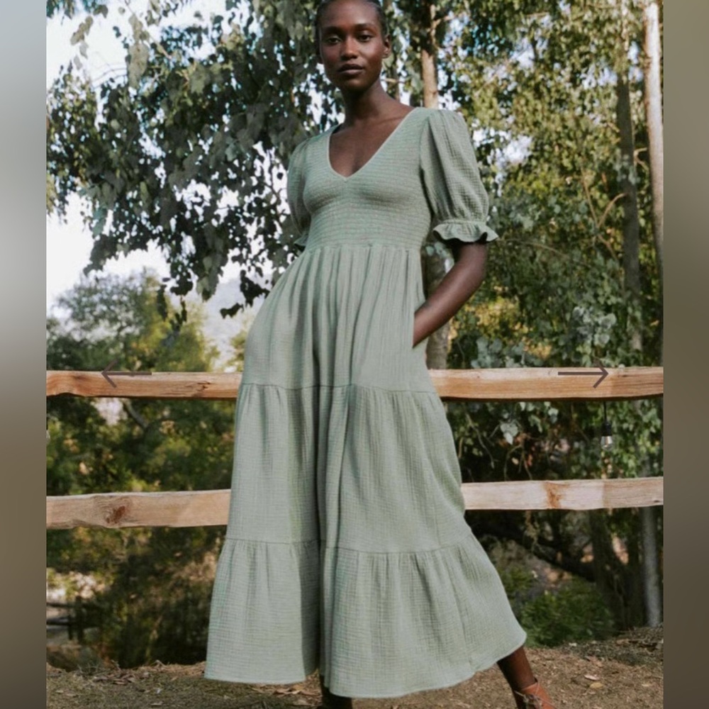 Christy Dawn Brooklyn Dress, Green, Size Medium, Cottagecore / Romantic Summer